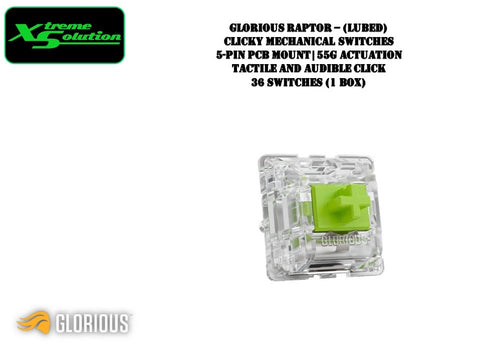 Glorious Raptor Lubed Clicky Switches For Mechanical Keyboard