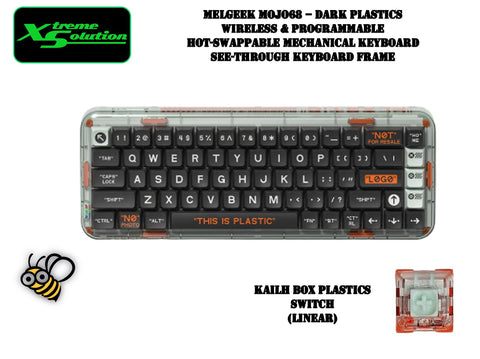 Melgeek Mojo 68 - Dark Plastic Wireless See Through Keyboard (Kailh Box Plastic)