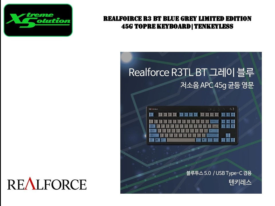 Realforce R3 BT Limited Edition Blue/Grey Topre Keyboard