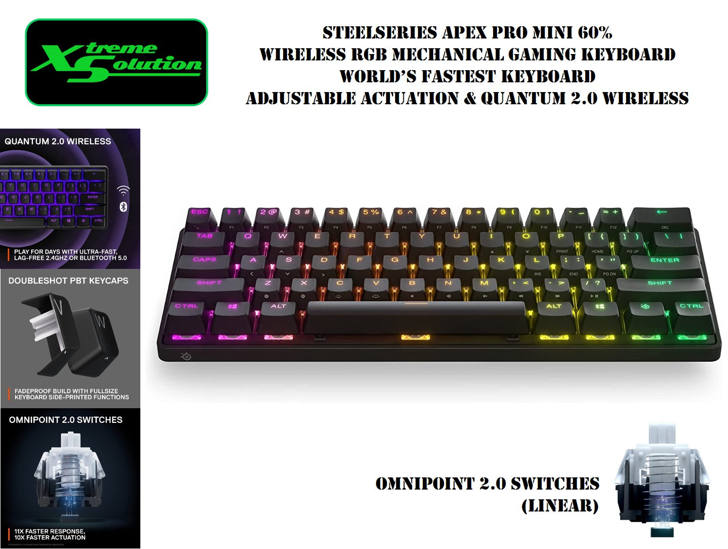 Steelseries APEX Pro Mini 60% Wireless - RGB Mechanical Gaming