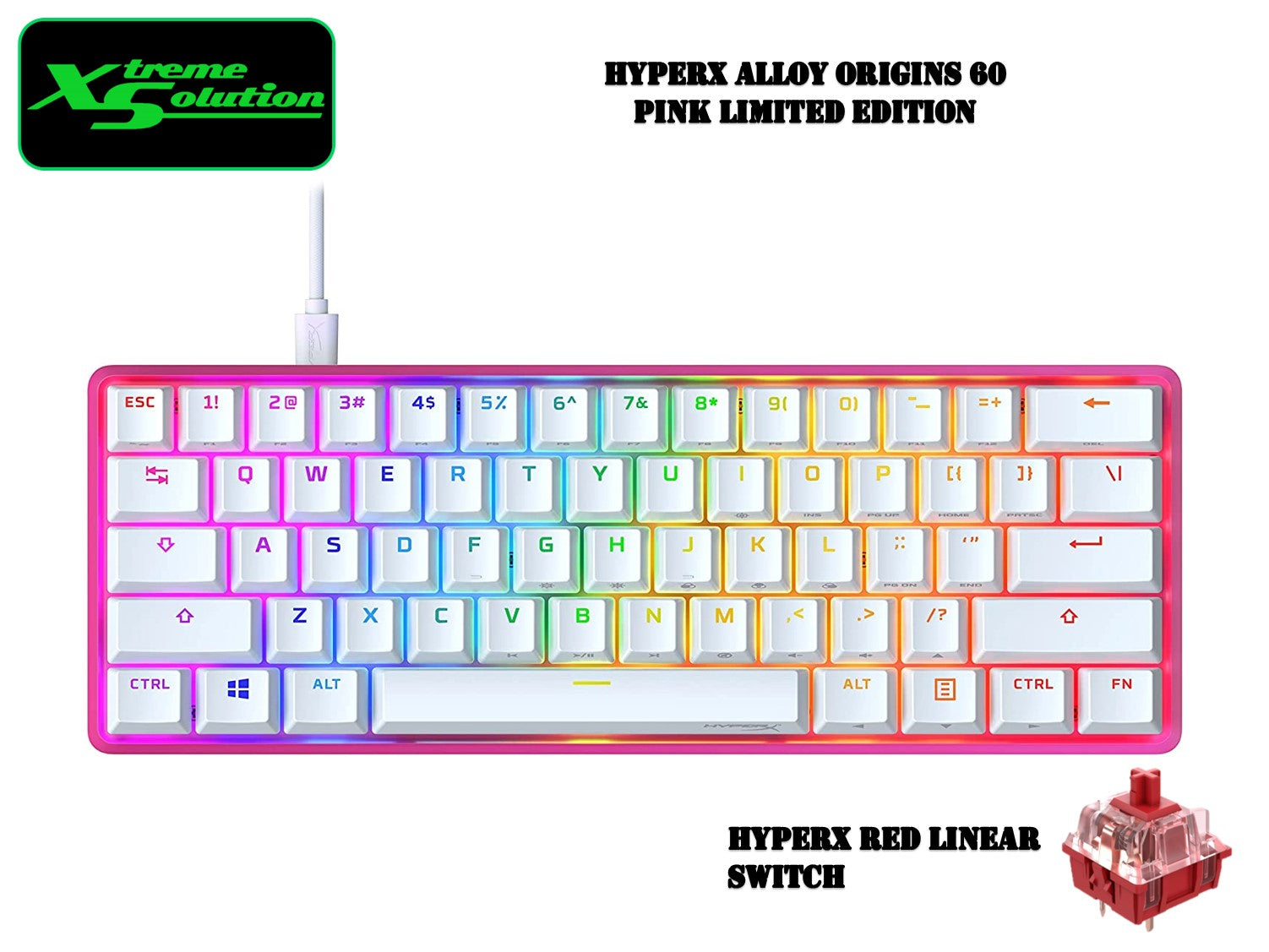 HyperX Alloy Origins 60 ピンク HyperX Alloy Origins 60 RGB Mechanical Gaming Keyboard