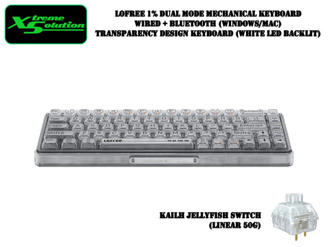 Lofree 1% - 68% Dual mode Transparent White LED Backlit Mechanical Keyboard