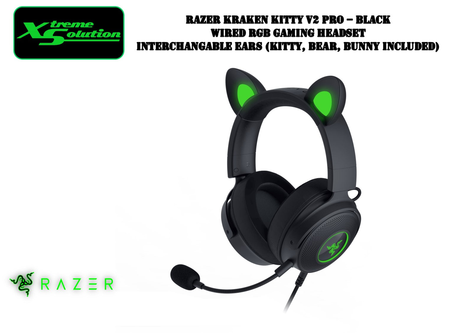 Razer kraken Kitty V2 Pro Wired RGB Gaming Headset Interchangeable Ears