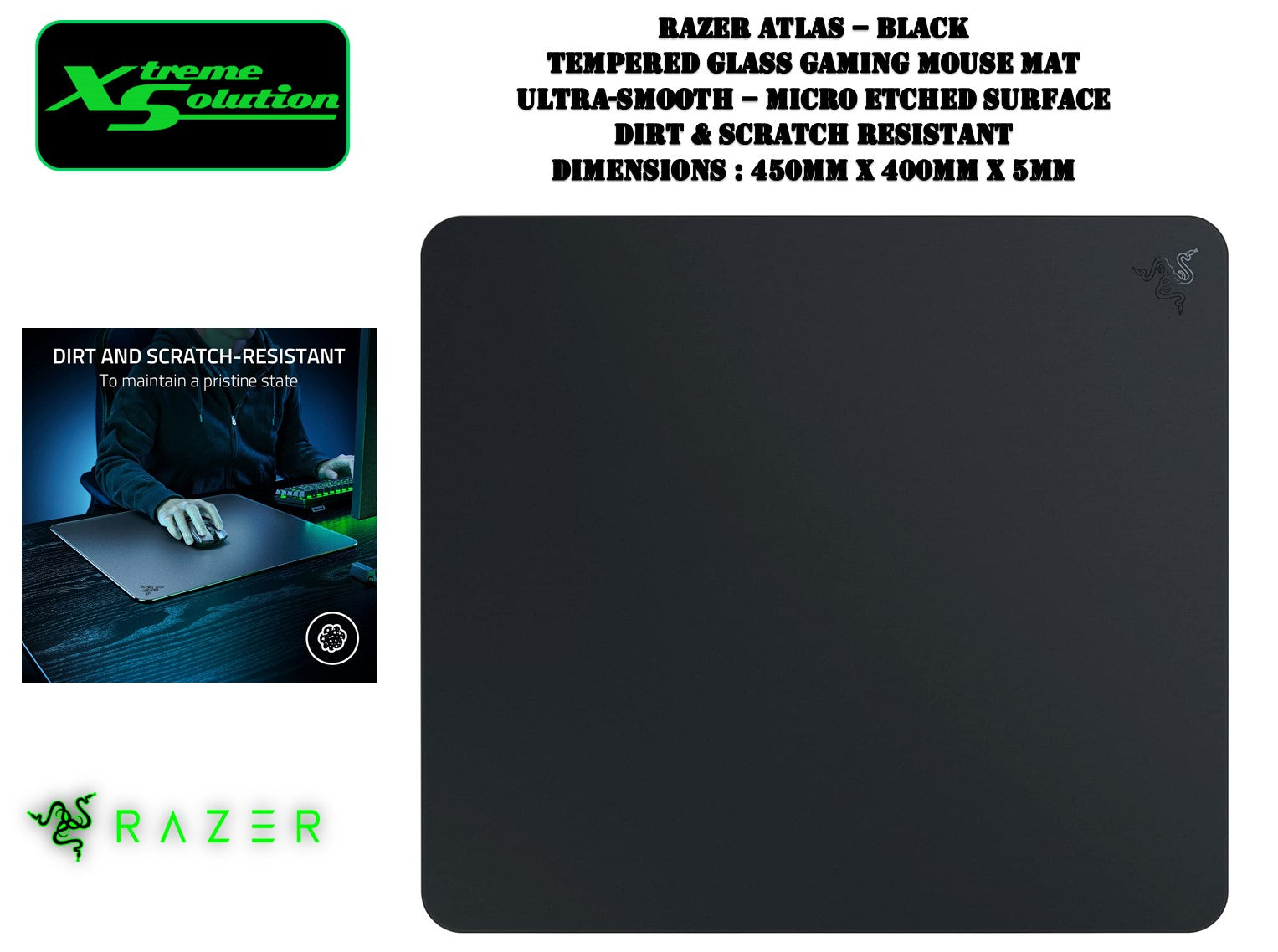Razer Atlas - Tempered Glass Gaming Mouse Mat - Ultra Smooth