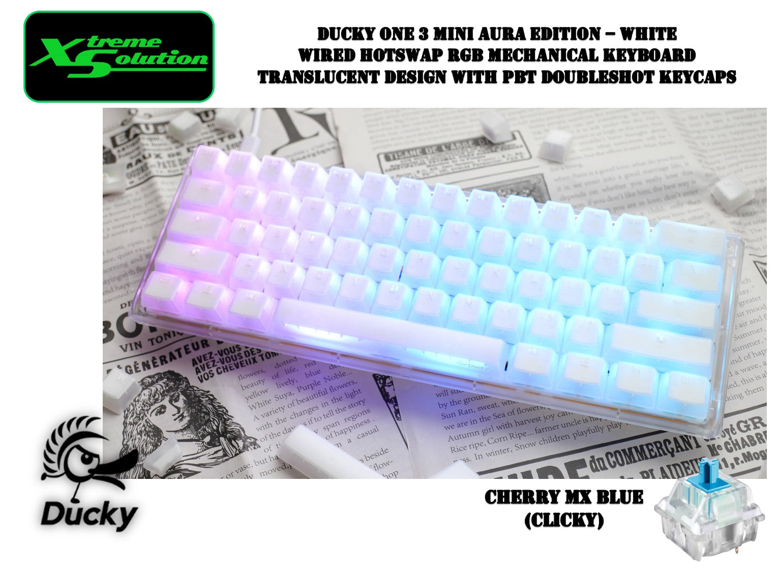 PC周辺機器 Ducky - ducky one 3 mini aura white Ducky One 3 Mini Aura Clear White 60% Hotswap RGB LED Double
