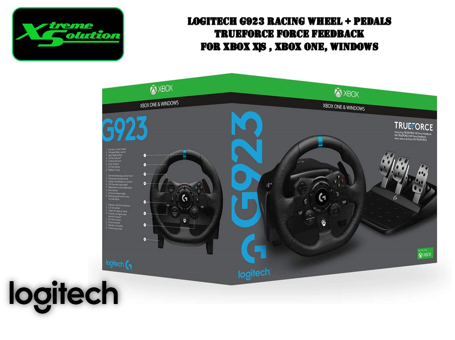 Logitech G923 Racing Wheel + Pedals Trueforce Force Feedback For