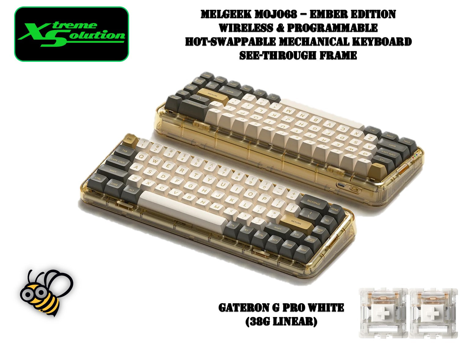 Melgeek Mojo68 - Ember Edition - Wireless & Programmable 
