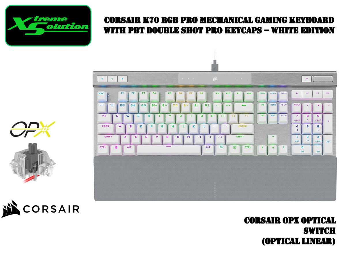 Corsair K70 RGB Pro White Edition Mechanical Gaming Keyboard ...