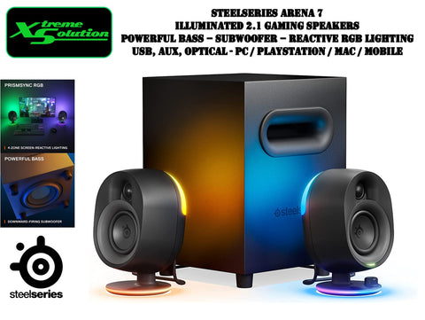 Steelseries Arena 7 - Illuminated 2.1 Gaming Speakers with Powerful Bass