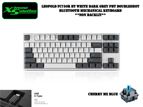 Leopold FC750RBT White Dark Grey - 87 Keys Bluetooth High-End Mechanical Keyboard